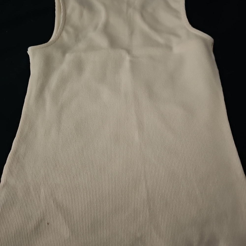Elegant Cream Ribbed Tank Top